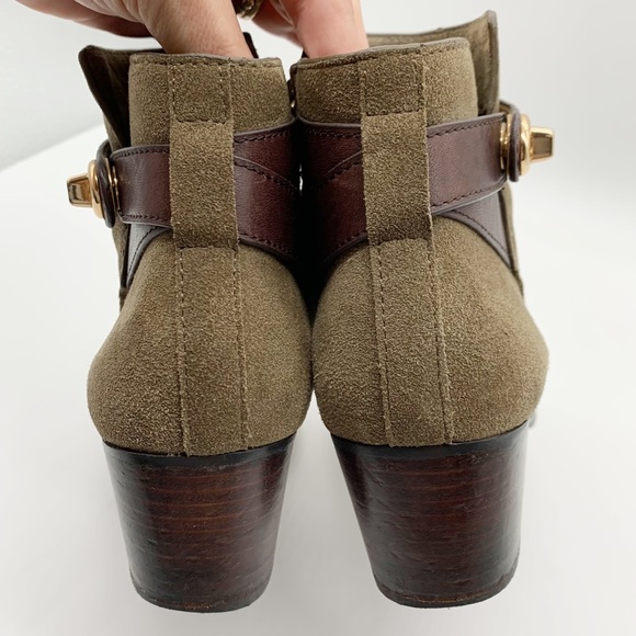Coach Patricia Suede Ankle Booties in Fatigue/ Chestnut Size 6B - Picture 4 of 12